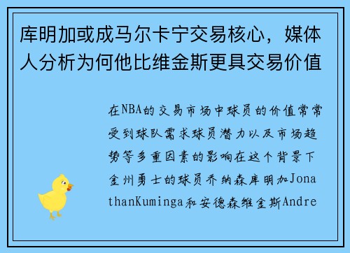 库明加或成马尔卡宁交易核心，媒体人分析为何他比维金斯更具交易价值